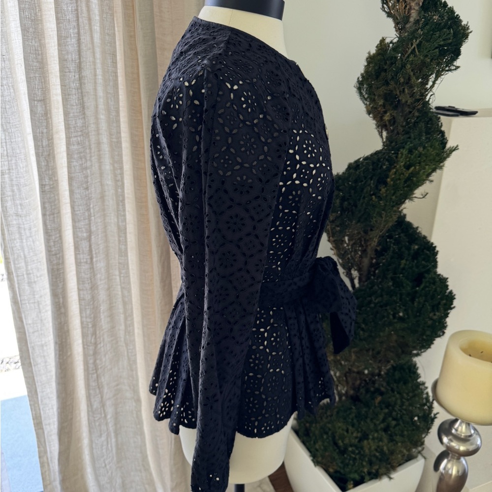 Veronica Beard Kapnos Eyelet Jacket - Black Size 2 - Picture 12 of 15